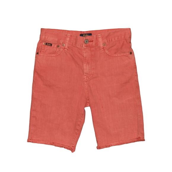 POLO RALPH LAUREN $50 Raw Frayed Hem Sullivan Slim Jean Short Red Boy's M 10-12‎ - Picture 1 of 4
